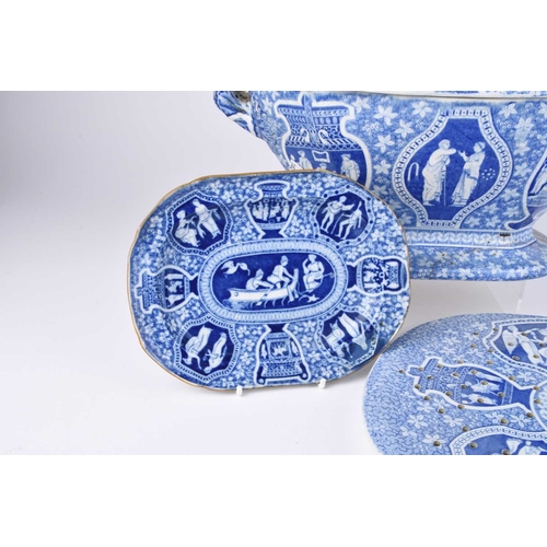 477 - A Spode 'Greek' pattern blue and white earthenware meat drainer, circa 1820-30, transfer-printed in ... 