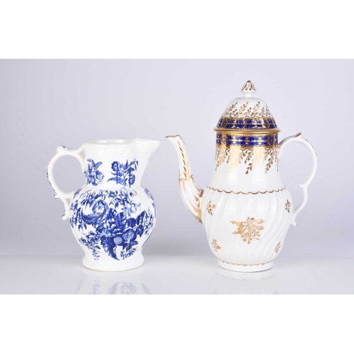 484 - An early Coalport porcelain coffee pot, circa 1800, of baluster form with shanked lower body, decora... 