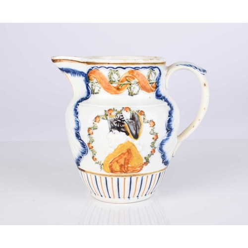 486 - A small English prattware 'Duke of York and the Royal Sufferers' jug, circa 1794-1795, nicely detail... 