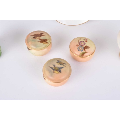 502 - A collection of Royal Worcester and Grainger & Co Worcester miniatures including blush ivory, compri... 