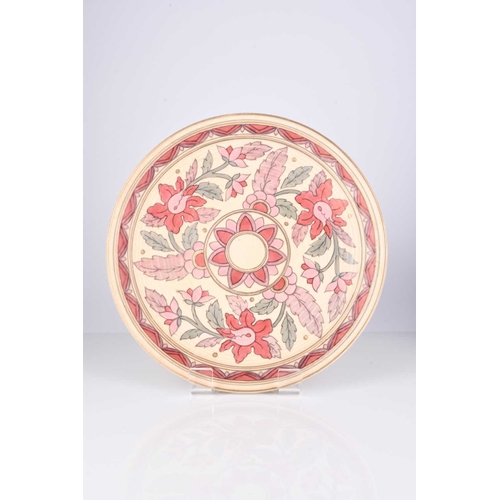 510 - Three pieces of Charlotte Rhead Art Deco pottery, comprising a Crown Ducal 'Palermo' charger dish, 3... 