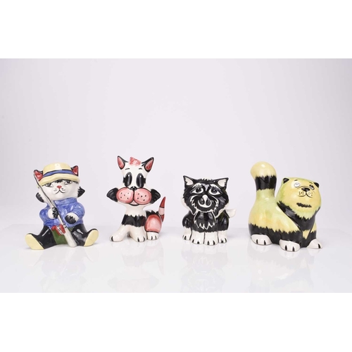 516 - A group of four Lorna Bailey models of cats, comprising Marmaduke, 13cm high, a black and white cat,... 