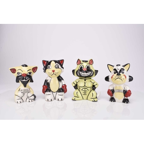 521 - A group of four Lorna Bailey models of cats, comprising 