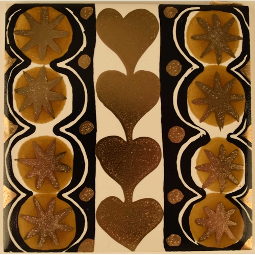 525 - Rhys and Jane Powell - Seven dust-pressed tiles from the Royalty series, 10.5cm square (7)