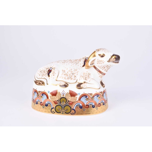 575 - A Royal Crown Derby imari paperweight model of a Water Buffalo, gold stopper, 11.5cm high Condition:... 