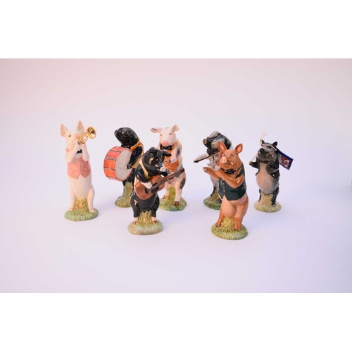 578 - A part set of Beswick pig band figures, comprising John Conductor PP1; Matthew Trumpeter PP2; David ... 