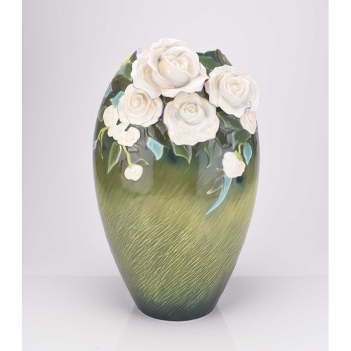 580 - A large Franz Collection porcelain Van Gogh 'White Roses' vase, 20th/21st century, sold complete wit... 