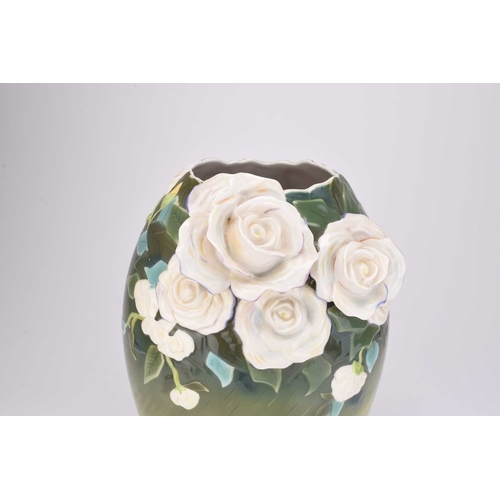 580 - A large Franz Collection porcelain Van Gogh 'White Roses' vase, 20th/21st century, sold complete wit... 