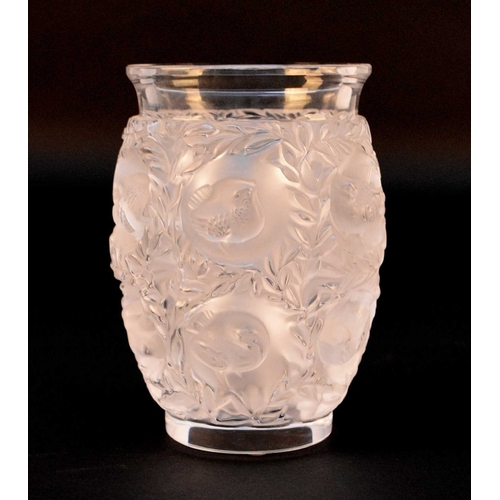 589 - A Lalique Crystal 'Bagatelle' vase, post-war, frosted vase relief-moulded with birds among foliage, ... 