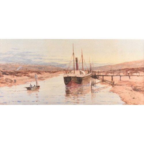 665 - Richard Henry Nibbs (c.1816-1893) Steam Trawler on an Estuary, signed and dated '85 lower right, wat... 