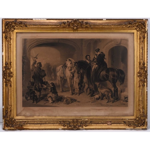 678 - After Sir Edwin Henry Landseer RA (1803-1873) Return from Hawking, engraving by Samuel Cousins RA (1... 