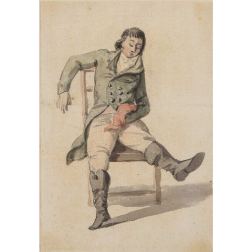 687 - Paul Sandby (1730-1809) Seated Gentleman, watercolour, 14 x 10 cm, frame 31 x 26 cm Provenance: priv... 