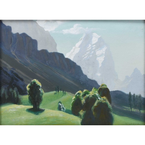 691 - Frank Salisbury (1874-1962) Mount Antelao from Cortina, signed lower right, oil on board, 37 x 50 cm... 