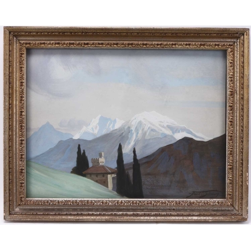 691 - Frank Salisbury (1874-1962) Mount Antelao from Cortina, signed lower right, oil on board, 37 x 50 cm... 