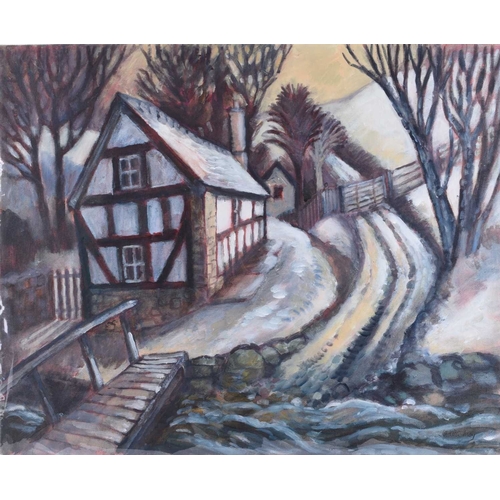 733 - Judith Moy (1927-2016) A Group of Shropshire Paintings, Brookside Cottage, Little Stretton, signed l... 