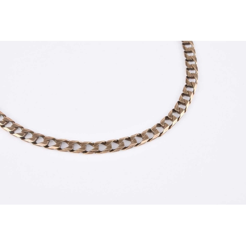 90 - A yellow metal faceted curb link chain necklace, with lobster claw clasp, stamped '9kt', 62cm long, ... 