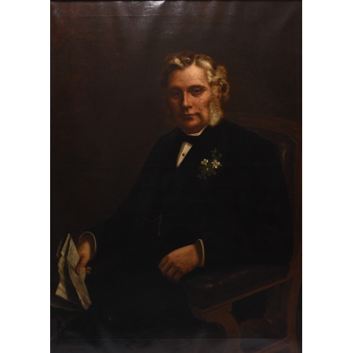 662 - British School (19th Century) Large Portrait of a Gentleman Alderman Hudspith, half length seated in... 