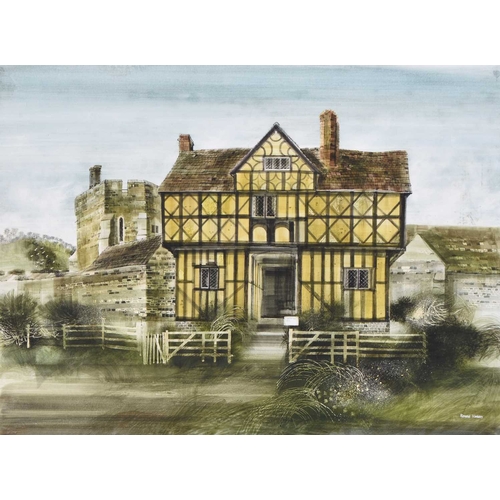 741 - ARR Ronald Maddox (1930-2018) Stokesay Castle, showing the gatehouse, curtain wall and the south tow... 