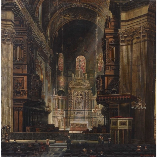 11 - Thomas Prytherch (1864-1926) The Interior of St Pauls Cathedral, signed and dated 1909 lower right, ... 