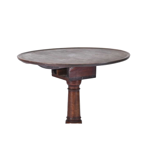 41 - A George II mahogany tripod table Circa 1745-60, the circular dished top pivoting on a birdcage plat... 