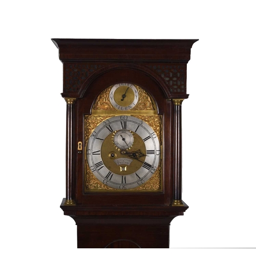 46 - A George III mahogany brass dial longcase clock The dial signed James Gordon, Perth The hood with ca... 