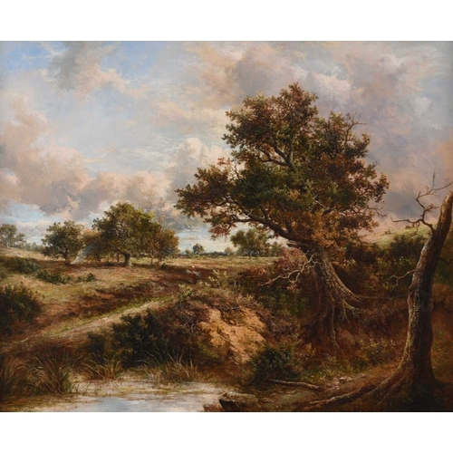 6 - Joseph Thors (1835-1920) Lady Gathering Kindling in a Country Landscape, signed lower left, oil on c... 