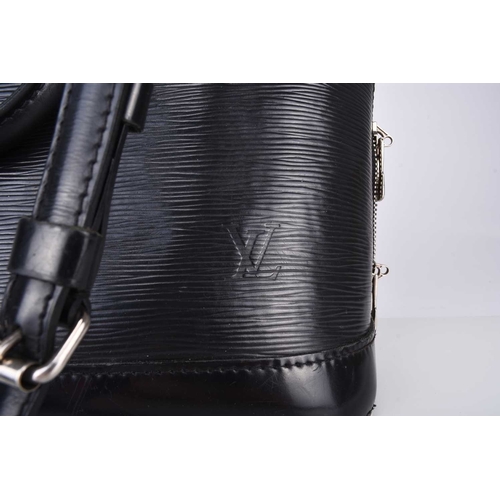 74 - Louis Vuitton: An Alma PM Epi black handbag Circa early 2000s, black with silver toned hardware, gre... 