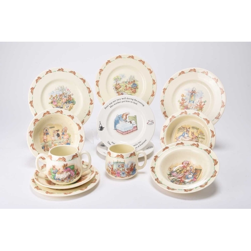 101 - A group of Royal Doulton and Wedgwood 'Bunnykins' nursery china, comprising a twin-handled cup, a mu... 