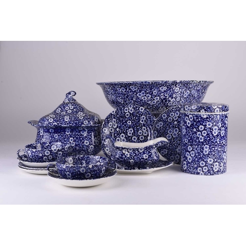 102 - A Burleigh Ironstone 'Calico' dinner service, 20th century, transfer-printed in blue, the service co... 