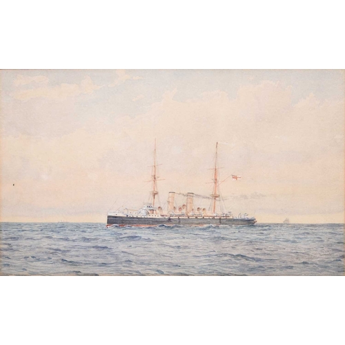 123 - British School (19th Century) HMS Dido 1899 at sea, watercolour, 20.5 x 33.5 cm, frame 36.5 x 50 cm ... 