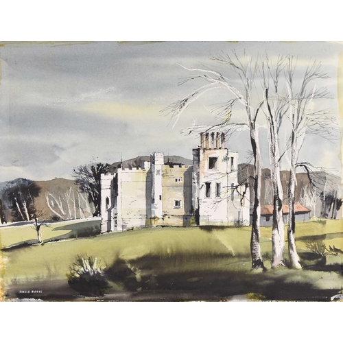 143 - Ronald Maddox (1930-2018) Cowdrey Ruins, Sussex, signed lower left, ink and watercolour, 37.5 x 50 c... 