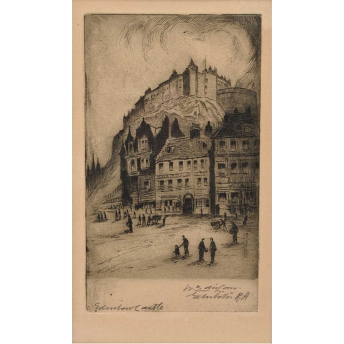 154 - Walter E Law (1865-1942) Three Etchings of Edinburgh, including Edinburgh Castle, Princes Street and... 