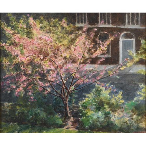 167 - ARR Tom Espley (1931-2016) Spring in Islington, showing a tree in blossom, signed lower right, oil o... 