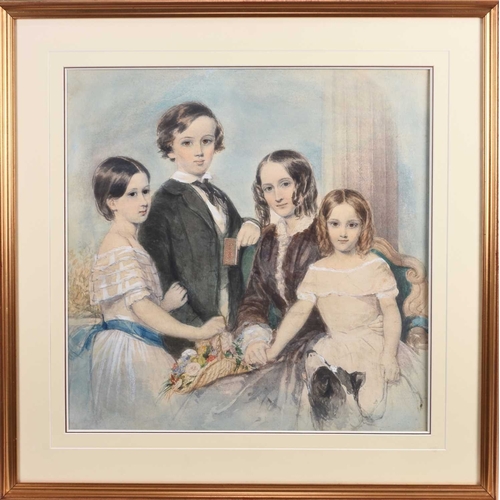 176 - Attributed to Josiah Gilbert (1814-1892) Family Group with Mother and her Three Children, the mother... 