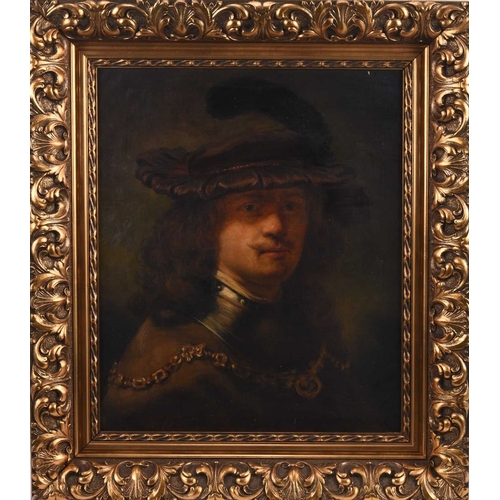 177 - After Rembrandt van Rijn (1606-1669) Self Portrait in a Velvet Beret, oil on canvas, 56 x 47 cm, fra... 