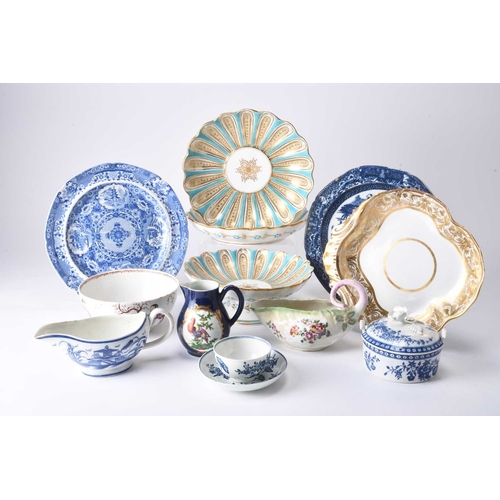 23 - An assorted group of English pottery and porcelain, 18th/19th century, comprising a Worcester 'Three... 