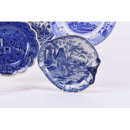 29 - A small collection of English blue and white earthenware plates, early 19th century onwards, compris... 