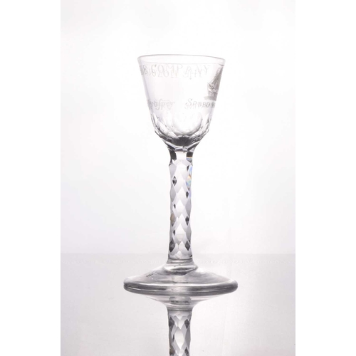 3 - An Honourable (English East India) Company small wine or cordial facet-stem glass, circa 1775-85, th... 