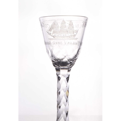 3 - An Honourable (English East India) Company small wine or cordial facet-stem glass, circa 1775-85, th... 