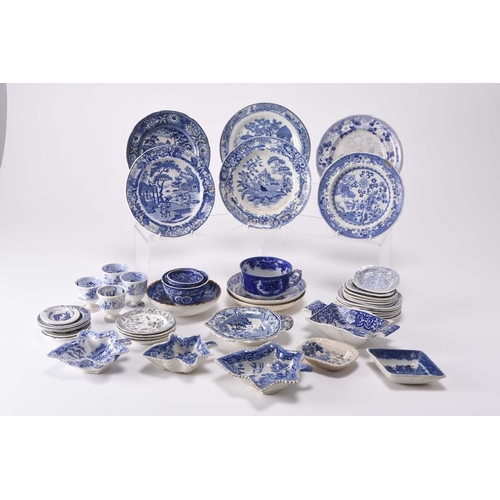 32 - An assorted group of English blue and white pottery, early 19th century onwards, including a 