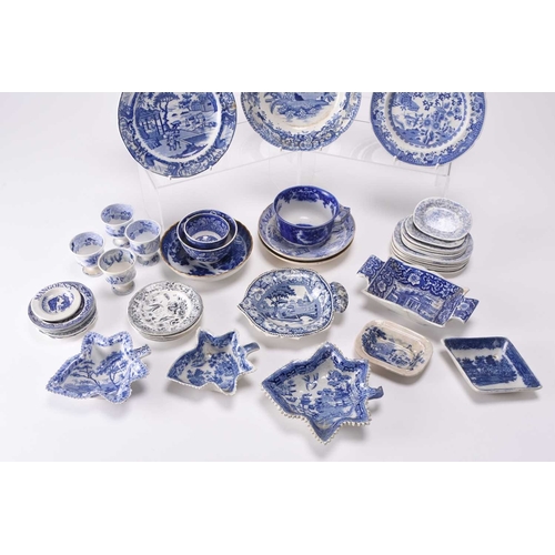 32 - An assorted group of English blue and white pottery, early 19th century onwards, including a 