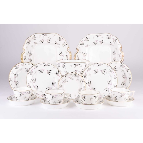 36 - A Minton bone china coffee service, pattern G4377, circa 1882, transfer-printed with a touch of hand... 