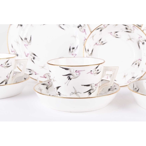 36 - A Minton bone china coffee service, pattern G4377, circa 1882, transfer-printed with a touch of hand... 