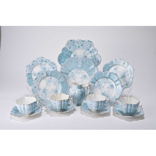 40 - A Wileman Foley 'Daisy' shape part tea service in the 'Jungle' pattern, late 19th century, transfer-... 