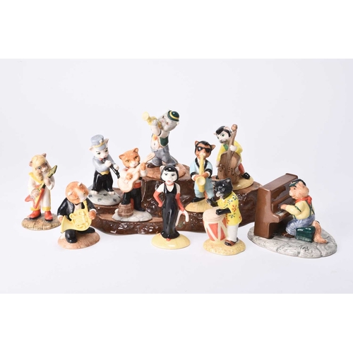 52 - A set of ten Beswick Cat Band figures, comprising Purrfect Pitch CC1; Calypso Kitten CC2; One Cool C... 