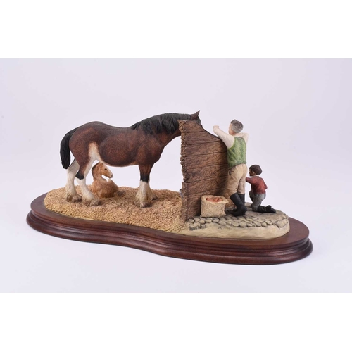 91 - Border Fine Arts 'Next Generation' (Mare, Foal, Man and Boy), model No. B0201 by Anne Wall, limited ... 