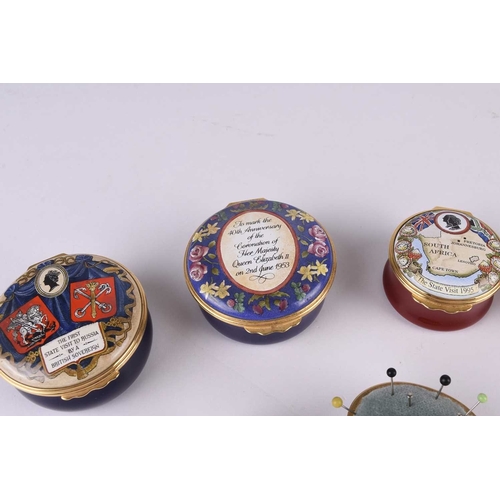 93 - A group of Halcyon Days enamel boxes, comprising State Visit of HM The Queen and HRH Duke of Edinbur... 