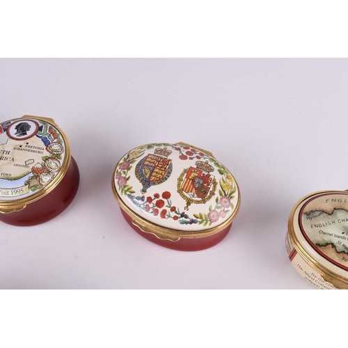 93 - A group of Halcyon Days enamel boxes, comprising State Visit of HM The Queen and HRH Duke of Edinbur... 