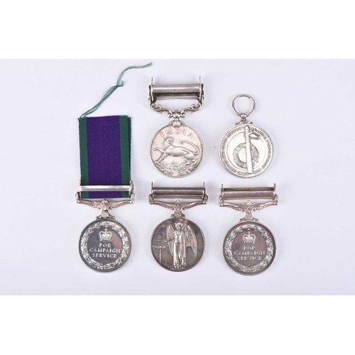 142 - A group of single campaign medals comprising India General Service 1895-1902 medal, 1 clasp, Northwe... 