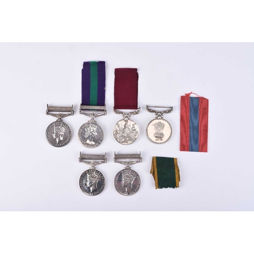 143 - A group of single campaign medals, comprising four General Service 1918-1962, one with erased naming... 